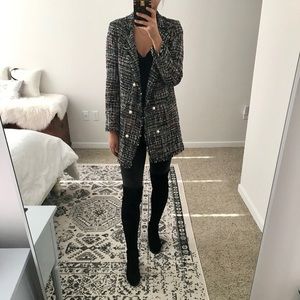 BNWOT Tweed Blazer with Pearl Detail